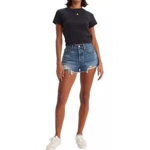 Levi's 501 Original HR Denim Cut Off Shorts Darn It Distressed 29 NWT
